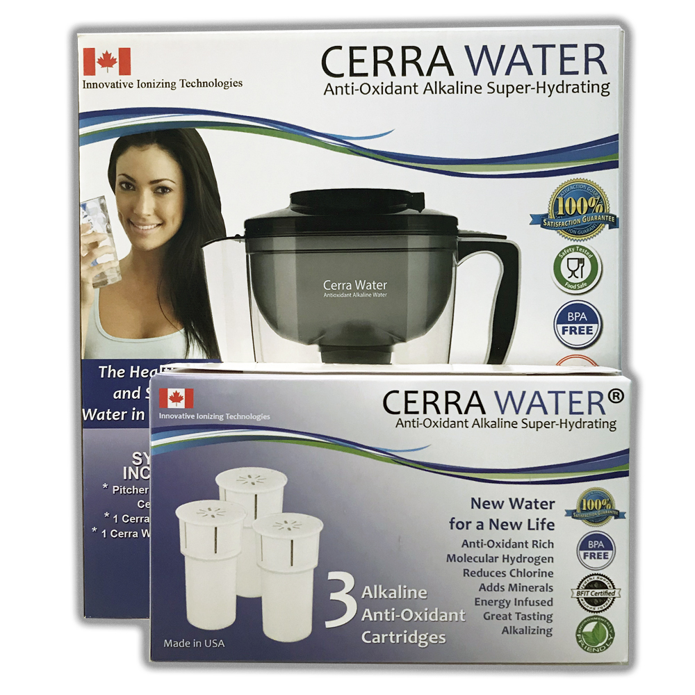 Cerra Water Pitcher + 3 Pack of Replacement Cartridges Bundle - Click Image to Close